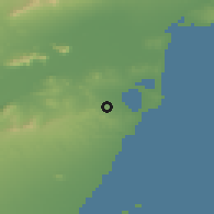 Shaded relief of the 54 km around San Miguel de Salinas, drawn from the GMTED2010 grid