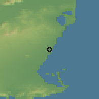 Shaded relief of the 54 km around San Pedro del Pinatar, drawn from the GMTED2010 grid