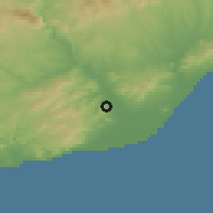 Shaded relief of the 53 km around Santa Coloma de Cervelló, drawn from the GMTED2010 grid