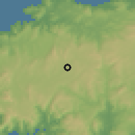Shaded relief of the 52 km around Santa Comba, drawn from the GMTED2010 grid