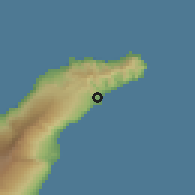Shaded relief of the 57 km around Santa Cruz de Tenerife, drawn from the GMTED2010 grid