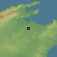 Shaded relief of the 53 km around Santa Margarita, drawn from the GMTED2010 grid
