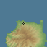 Shaded relief of the 57 km around Santa María de Guía de Gran Canaria, drawn from the GMTED2010 grid