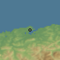 Shaded relief of the 52 km around Santander, drawn from the GMTED2010 grid