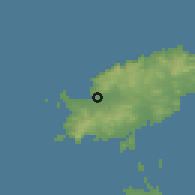 Shaded relief of the 54 km around Sant Antoni de Portmany, drawn from the GMTED2010 grid
