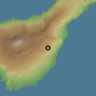 Shaded relief of the 57 km around Santa Úrsula, drawn from the GMTED2010 grid