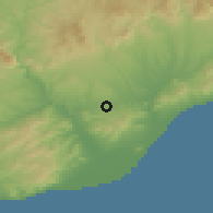 Shaded relief of the 53 km around Sant Cugat del Vallès, drawn from the GMTED2010 grid