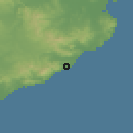 Shaded relief of the 53 km around Sant Feliu de Guíxols, drawn from the GMTED2010 grid