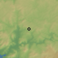 Shaded relief of the 52 km around Santiago de Compostela, drawn from the GMTED2010 grid