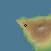 Shaded relief of the 57 km around Santiago del Teide, drawn from the GMTED2010 grid
