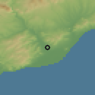 Shaded relief of the 53 km around Sant Joan Despí, drawn from the GMTED2010 grid