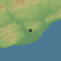 Shaded relief of the 53 km around Sant Just Desvern, drawn from the GMTED2010 grid