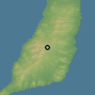 Shaded relief of the 57 km around Antigua, drawn from the GMTED2010 grid