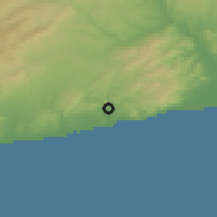 Shaded relief of the 53 km around Sant Pere de Ribes, drawn from the GMTED2010 grid