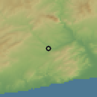 Shaded relief of the 53 km around Sant Sadurní d'Anoia, drawn from the GMTED2010 grid