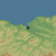 Shaded relief of the 52 km around Santurtzi, drawn from the GMTED2010 grid