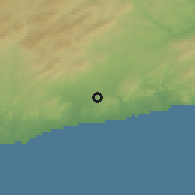 Shaded relief of the 53 km around Sant Vicenç de Castellet, drawn from the GMTED2010 grid
