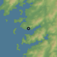 Shaded relief of the 52 km around Sanxenxo, drawn from the GMTED2010 grid