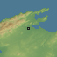 Shaded relief of the 53 km around Sa Pobla, drawn from the GMTED2010 grid