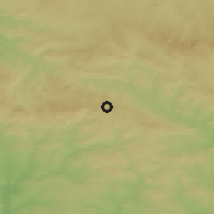 Shaded relief of the 54 km around Aracena, drawn from the GMTED2010 grid