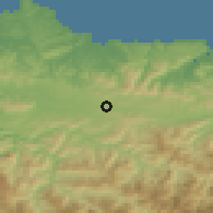 Shaded relief of the 52 km around Siero, drawn from the GMTED2010 grid