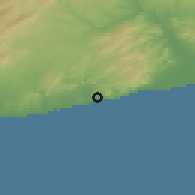 Shaded relief of the 53 km around Sitges, drawn from the GMTED2010 grid