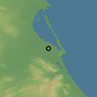 Shaded relief of the 54 km around Sueca, drawn from the GMTED2010 grid
