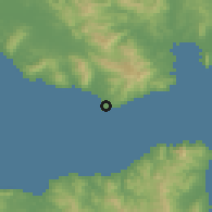 Shaded relief of the 55 km around Tarifa, drawn from the GMTED2010 grid