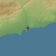 Shaded relief of the 53 km around Tarragona, drawn from the GMTED2010 grid