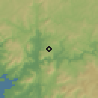 Shaded relief of the 52 km around Teo, drawn from the GMTED2010 grid