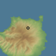 Shaded relief of the 57 km around Teror, drawn from the GMTED2010 grid