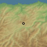 Shaded relief of the 52 km around Tineo, drawn from the GMTED2010 grid