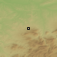 Shaded relief of the 54 km around Torre del Campo, drawn from the GMTED2010 grid