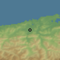 Shaded relief of the 52 km around Torrelavega, drawn from the GMTED2010 grid