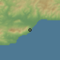 Shaded relief of the 54 km around Torremolinos, drawn from the GMTED2010 grid