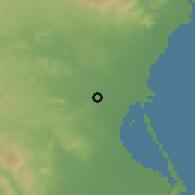 Shaded relief of the 53 km around Torrent, drawn from the GMTED2010 grid