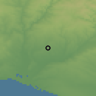 Shaded relief of the 54 km around Trigueros, drawn from the GMTED2010 grid