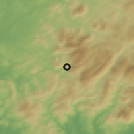 Shaded relief of the 54 km around Ubrique, drawn from the GMTED2010 grid