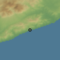 Shaded relief of the 53 km around Arenys de Mar, drawn from the GMTED2010 grid