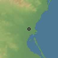Shaded relief of the 53 km around Valencia, drawn from the GMTED2010 grid