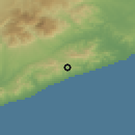 Shaded relief of the 53 km around Arenys de Munt, drawn from the GMTED2010 grid