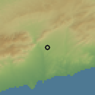 Shaded relief of the 53 km around Valls, drawn from the GMTED2010 grid