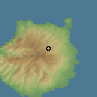 Shaded relief of the 57 km around Vega de San Mateo, drawn from the GMTED2010 grid