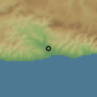 Shaded relief of the 54 km around Vélez-Málaga, drawn from the GMTED2010 grid