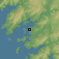 Shaded relief of the 52 km around Vilanova de Arousa, drawn from the GMTED2010 grid