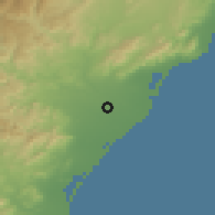 Shaded relief of the 53 km around Vila-real, drawn from the GMTED2010 grid