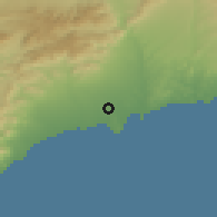 Shaded relief of the 53 km around Vila-seca, drawn from the GMTED2010 grid