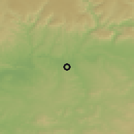 Shaded relief of the 54 km around Villa del Río, drawn from the GMTED2010 grid
