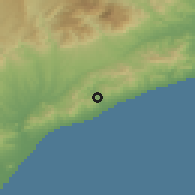 Shaded relief of the 53 km around Argentona, drawn from the GMTED2010 grid