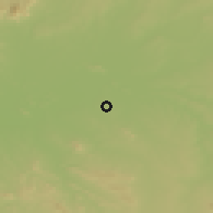 Shaded relief of the 54 km around Villanueva de la Serena, drawn from the GMTED2010 grid